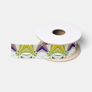 Modern Botanical White Floral Satin Ribbon