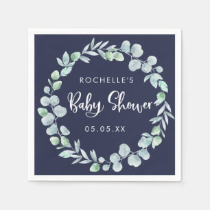 Modern Botanical Wreath Baby Shower Napkin