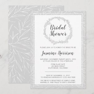 Modern Botanical Wreath Bridal Shower Invitation