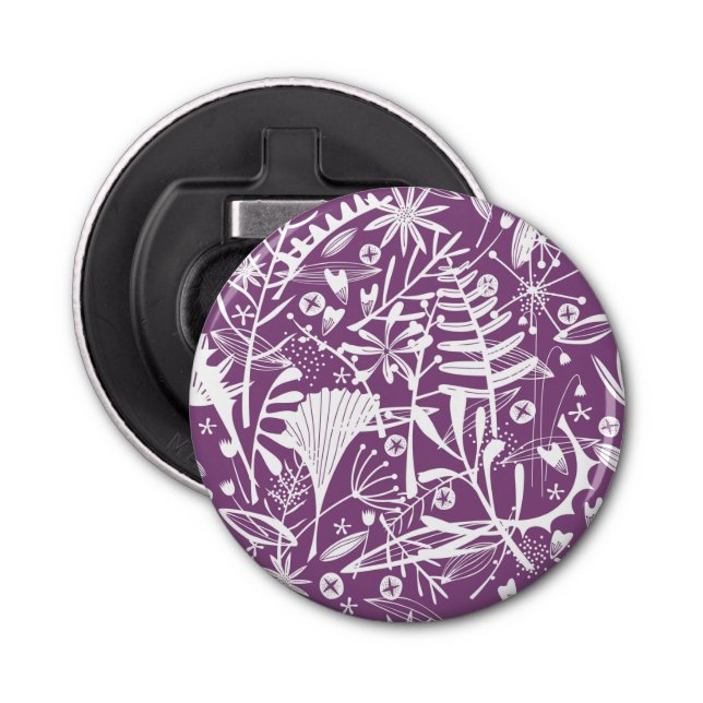 Modern Botatanical Floral Purple Bottle Opener (Front)