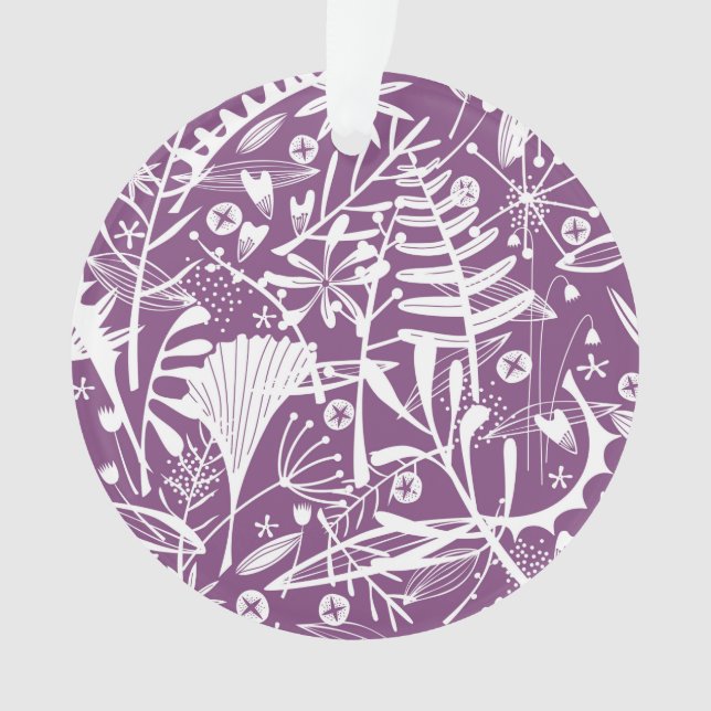 Modern Botatanical Floral Purple Ornament (Front)