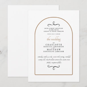 Modern Both Parents GeometricWhite Wedding Invitation