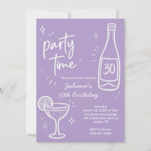 Modern Bottle & Cocktail 30th Birthday Invitation