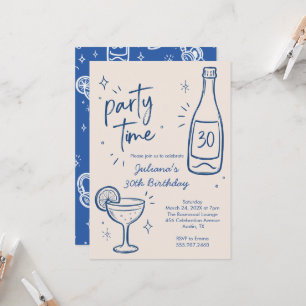 Modern Bottle & Cocktail 30th Birthday Invitation