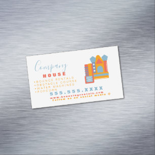 Modern Bounce House Logo Party Carnival Rentals Magnetic Business Card