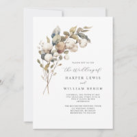 Modern bouqet watercolor cotton qr code wedding