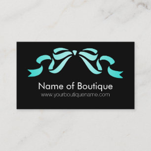 Modern Boutique Aqua and Black Girly Ribbon Business Card