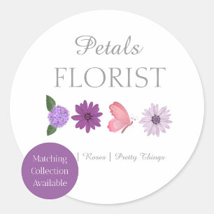 Modern Boutique Florist bouquet Classic Round Sticker