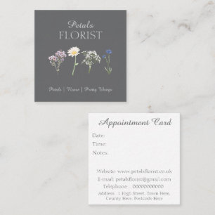 Modern Boutique Florist Business Branding Appointment Card