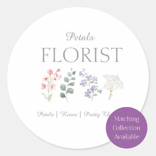 Modern Boutique Florist Business Branding   Classic Round Sticker