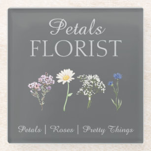 Modern Boutique Florist Business Branding Glass Coaster