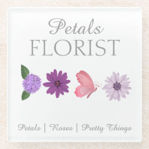 Modern Boutique Florist Business Branding Glass Coaster