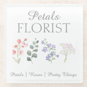 Modern Boutique Florist Business Branding Glass Coaster