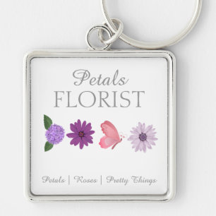 Modern Boutique Florist Business Branding Key Ring