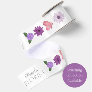 Modern Boutique Florist Business Branding Satin Ribbon