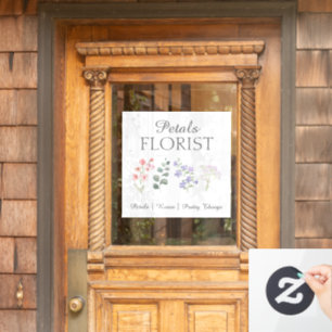 Modern Boutique Florist Business Branding Window Cling
