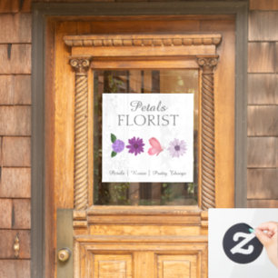 Modern Boutique Florist Business Branding Window Cling