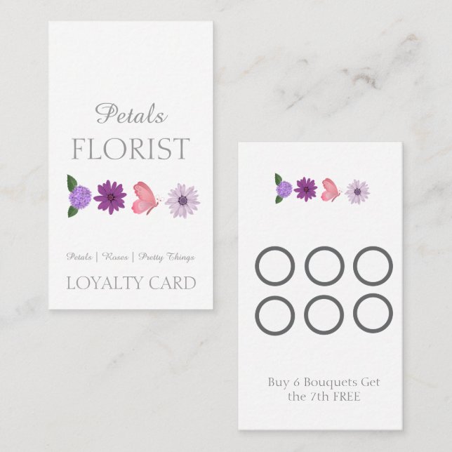  Modern Boutique Florist customer Loyalty Card (Front/Back)