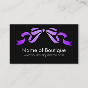 Modern Boutique Purple and Black Girly Ribbon Business Card