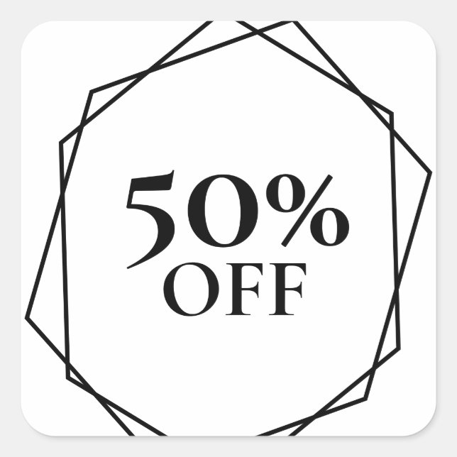 Modern Boutique Shop Business 50 Percent Off  Square Sticker (Front)