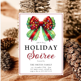 Modern Bow Christmas Lights  Holiday Sorie  Card