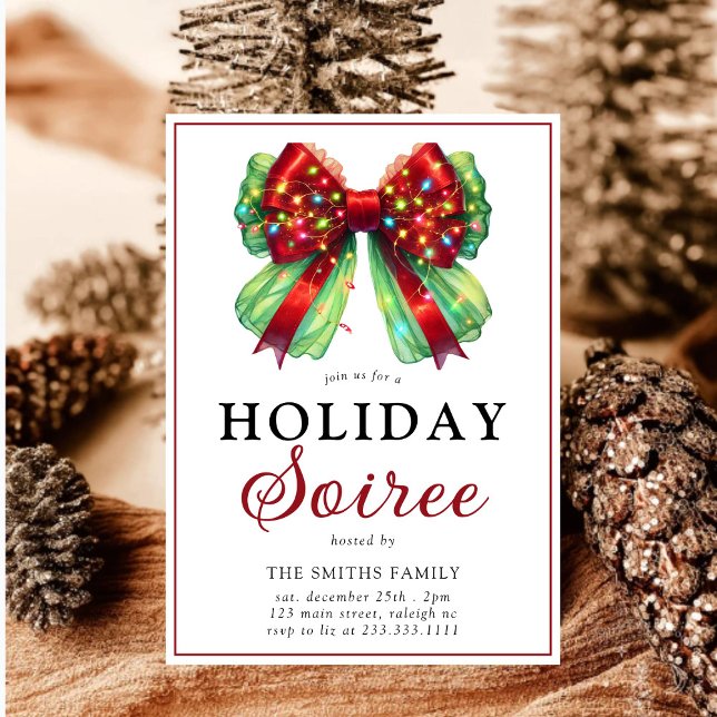 Modern Bow Christmas Lights  Holiday Sorie  Card (Creator Uploaded)