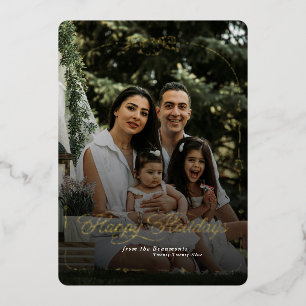 Modern  Bow Happy Holidays Christmas Photo Foil Holiday Card
