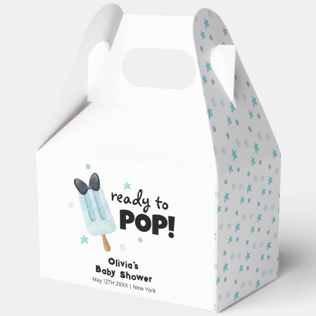 Modern Bow Ice Cream Ready To Pop Baby Shower  Favour Box (Front)