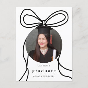 Modern Bow One Photo Graduation Party Invitation