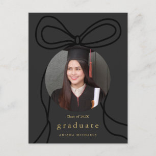 Modern Bow One Photo Graduation Party Invitation