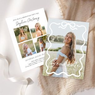Modern Bow Photo Graduation Party Invitation