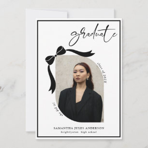 Modern Bow Script Photo Graduation Party  Invitation