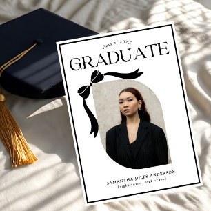 Modern Bow Script Photo Graduation Party Invitation