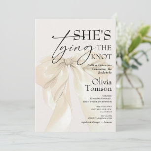 Modern Bow She's Tying the Knot Bridal Shower Invitation