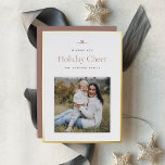 Modern Bow | Simple Minimal Photo Christmas Foil Holiday Card<br><div class="desc">Share holiday greetings with these sweet and simple Christmas photo cards featuring a minimalist layout and a customizable message. Add your favorite square photo on a white background with a luxe gold foil border, and customize your holiday greeting and family signature (shown with "Wishing you Holiday Cheer"). A petite bow...</div>