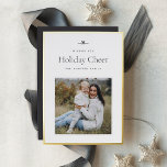 Modern Bow | Simple Minimal Photo Christmas Foil Holiday Card<br><div class="desc">Share holiday greetings with these sweet and simple Christmas photo cards featuring a minimalist layout and a customisable message. Add your favourite square photo on a white background with a luxe gold foil border, and customise your holiday greeting and family signature (shown with "Wishing you Holiday Cheer"). A petite bow...</div>