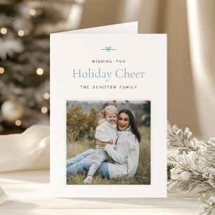 Modern Bow   Simple Minimal Photo Christmas Holiday Card