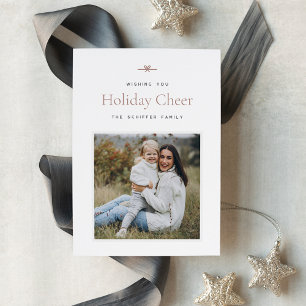 Modern Bow   Simple Minimal Photo Holiday Card