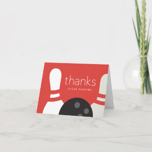Modern Bowling Birthday Party  Thank You Card