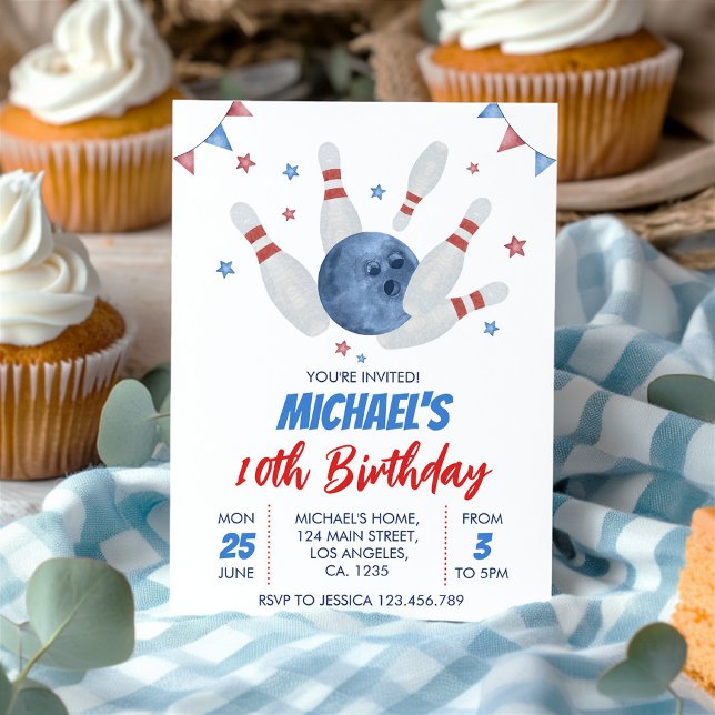 Modern Bowling Kids Birthday Invitation (Creator Uploaded)