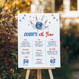 Modern Bowling Kids Birthday Milestone Poster
