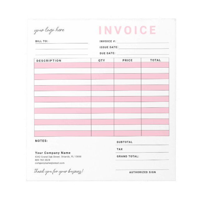 Modern Box Business Invoice Order Sales Receipt Notepad (Front)
