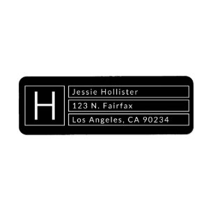 Modern Box Monogram Black & White Return Address