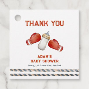 Modern Boxing Little Champion Baby Shower Favour Tags
