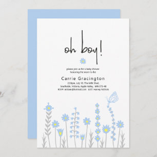 Modern Boy Baby Pastel Blue Shower Party  Invitation
