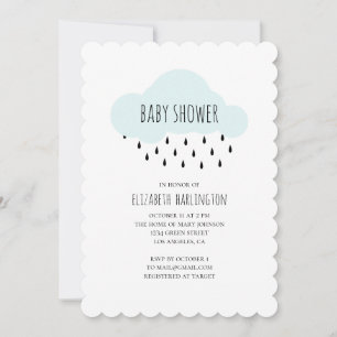 Modern boy baby shower invitation. Blue cloud Invitation