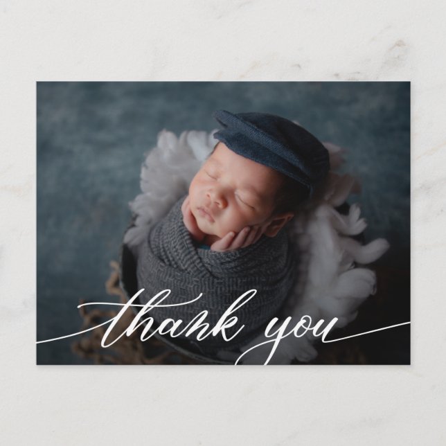 Modern Boy Baby Shower Thank You Postcard (Front)