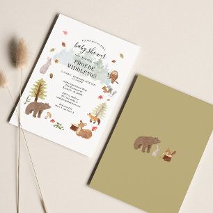 Modern Boy Baby Shower Woodland Animal Invitation