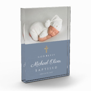 Modern Boy Baptised Keepsake  Photo Block