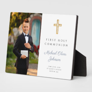 Modern Boy First Holy Communion Photo Plaque